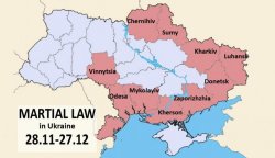 Map of regions where martial law in Ukraine is in place