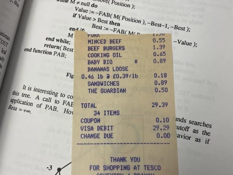 Bonul de cumpărături din 1994 care arată evoluția prețurilor în supermarketurile din Marea Britanie / FOTO