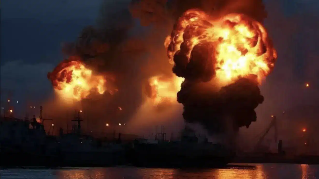 Ploaie neagră pe coasta rusă a Mării Negre, după un atac ucrainean asupra unei rafinării