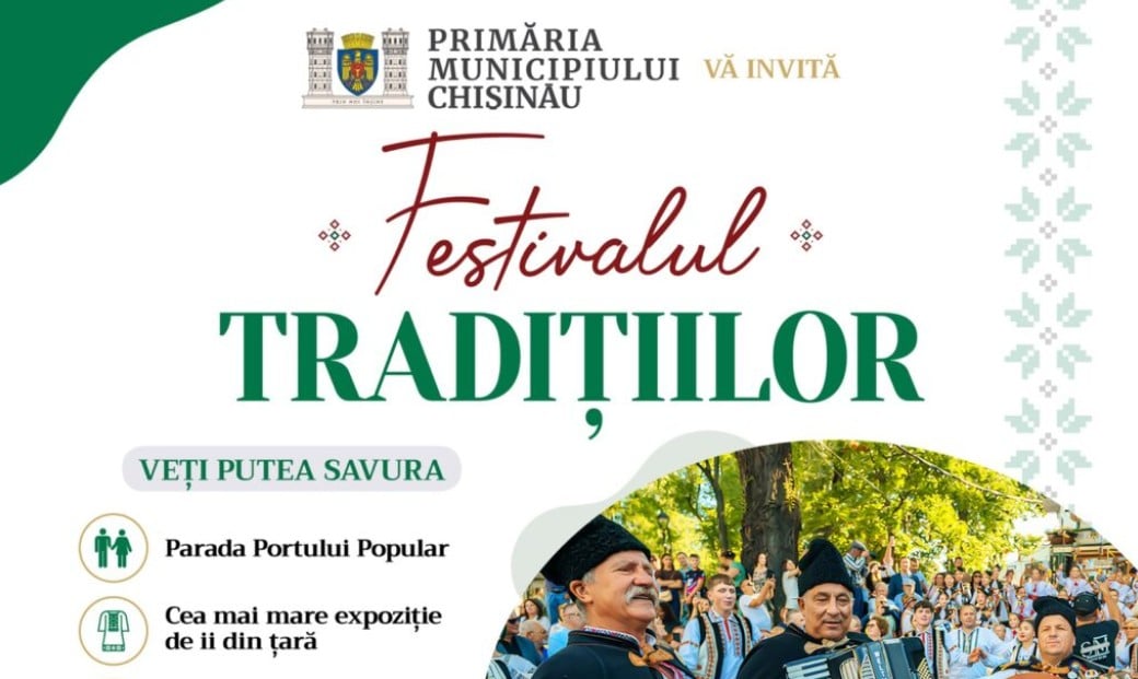Primăria Chișinău invită locuitorii și oaspeții capitalei la Festivalul Tradițiilor, pe strada pietonală Eugen Doga