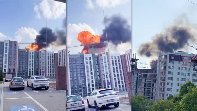 Explozie pe o clădire în construcție din Durlești: Pompierii au intervenit