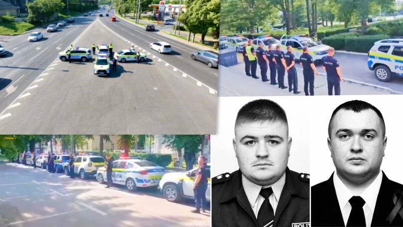 Un minut de tăcere și sirene pornite pentru cei doi polițiști decedați la Sângerei