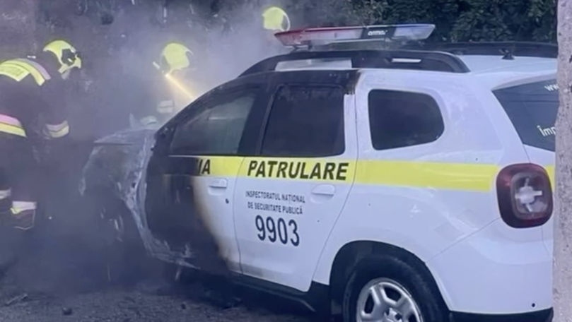 Un bărbat, reținut după ce a incendiat intenționat o mașină a Poliției la Comrat