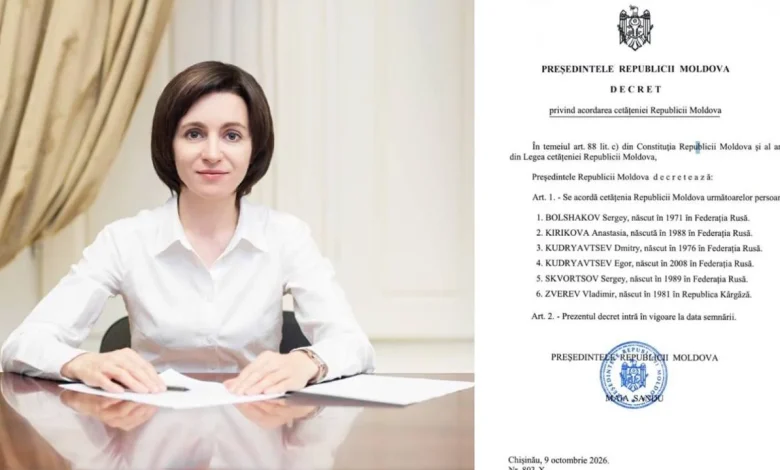 Cinci cetățeni ruși și unul din Kârgâzstan primesc cetățenia Moldovei prin decret prezidențial